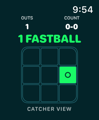 CoachPitch smartwatch screenshot showing the watch home interface