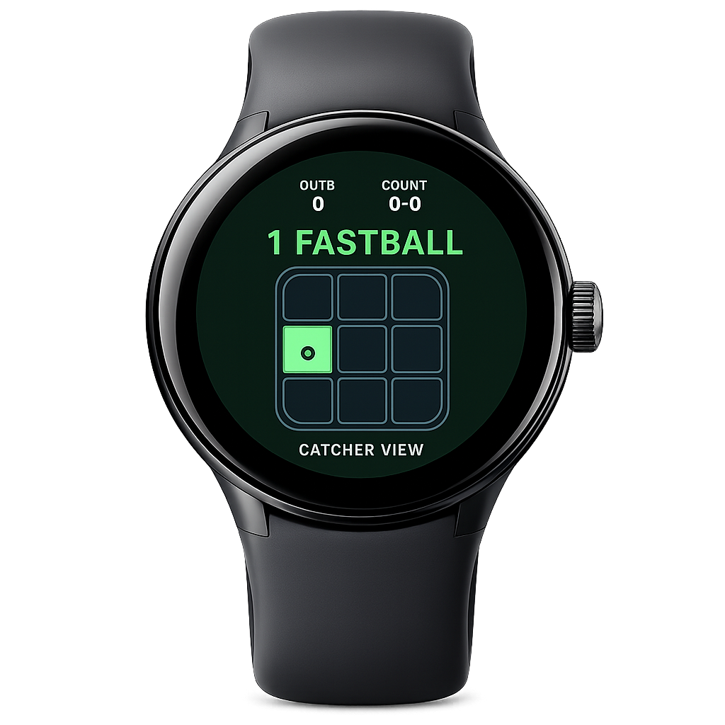 CoachPitch Wear OS catcher view